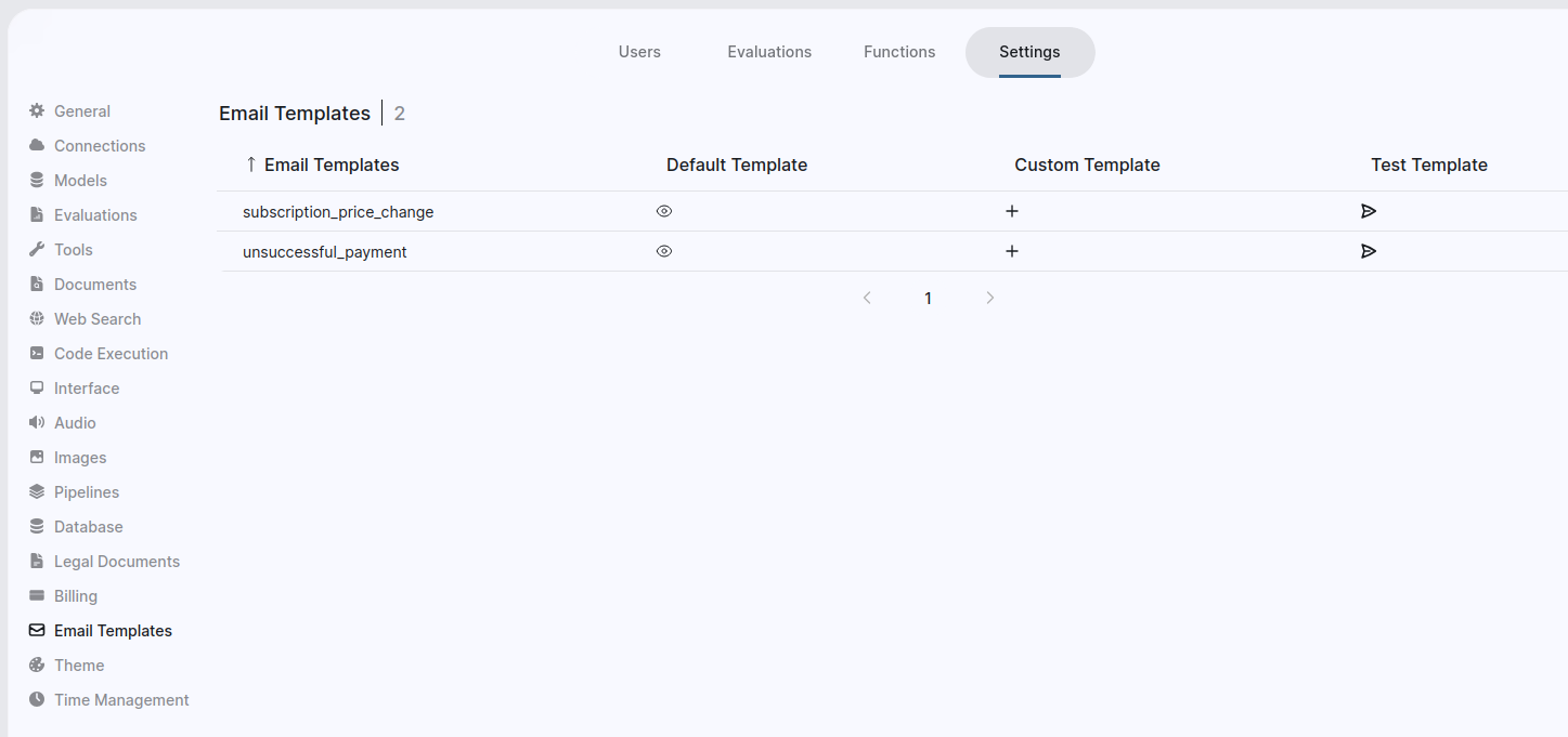 Email templates Screenshot